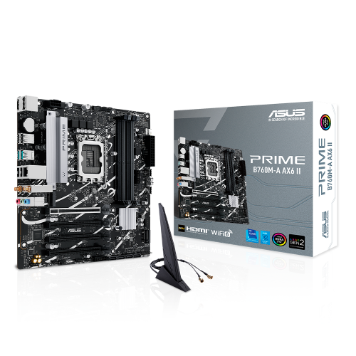 Tarjeta Madre Asus Prime B760M-A AX6 II, Micro-ATX, LGA1700, Intel B760, DDR5, PCIe 4.0, DisplayPort, Aura Sync, ASUS PRIME B760M-A AX6 II SOCKET 1700