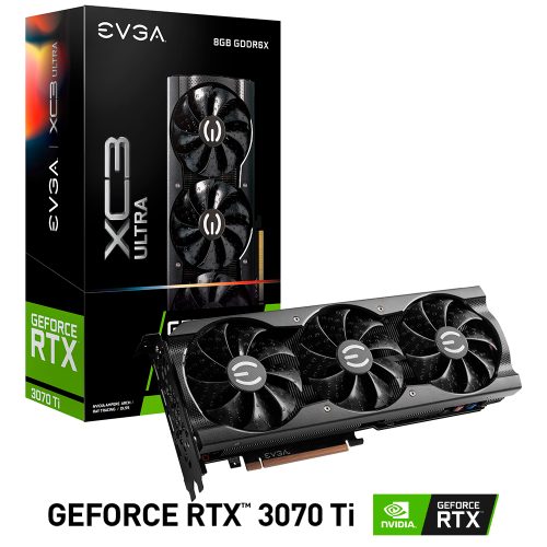 Tarjeta de Video Nvidia GeForce RTX 3070 TI, EVGA XC3 ULTRA GAMING LHR, 08G-P5-3785-KL, 3 AÑOS DE GARANTIA