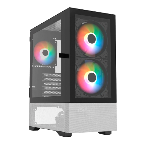 Gabinete Balam Rush Nitrox Crystal 5500 CBW, Midi-Tower, Micro-ATX/Mini-ITX, USB 2.0/3.0, Sin Fuente, 3 Ventiladores Instalados, Negro/Blanco, BR-938921