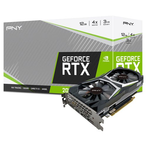 Tarjeta de Video Nvidia GeForce RTX 2060, 12GB GDDR6, PNY DUAL FAN, VCG206012DFMPB, 3 AÑOS DE GARANTIA NACIONAL /