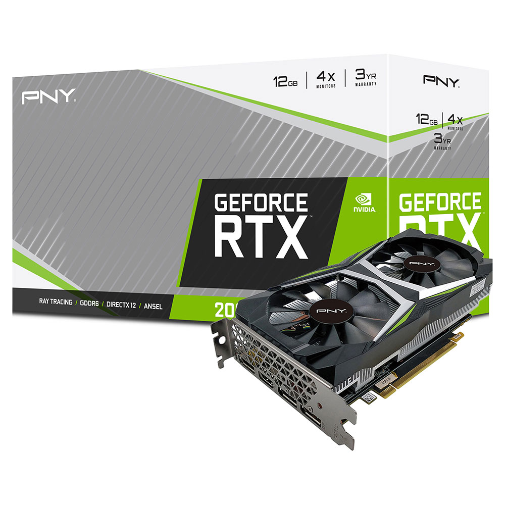 Tarjeta de Video Nvidia GeForce RTX 2060, 12GB GDDR6, PNY DUAL FAN, VCG206012DFMPB, 3 AÑOS DE GARANTIA NACIONAL /