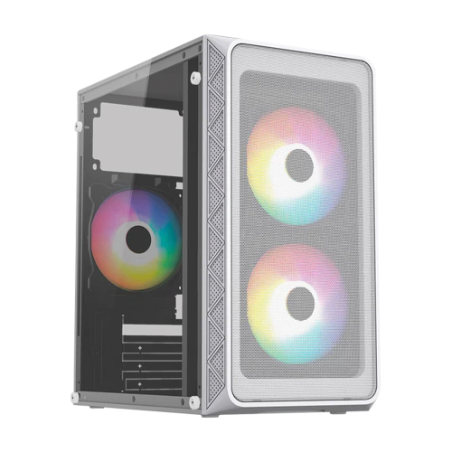 Gabinete Acteck Doom Pro Mesh GI730M, Mini-ITX/Micro-ATX, Ventiladores Instalados 3x120mm, Incluye Fuente de Poder 600W, Blanco, AC-939256