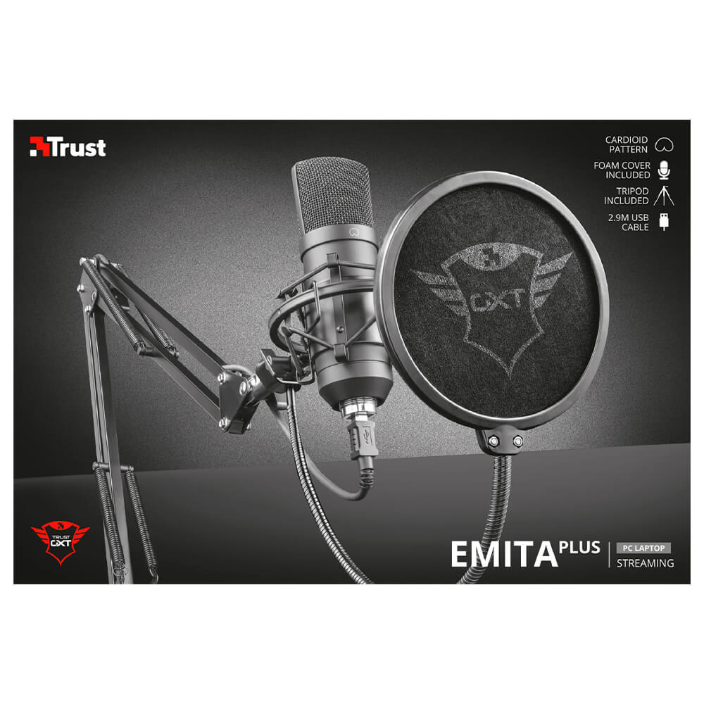 Microfono para Streaming Trust Gaming GXT 252+ EMITA PLUS, USB, Brazo ajustable, trípode y filtro incluidos, 22400 - Image 6
