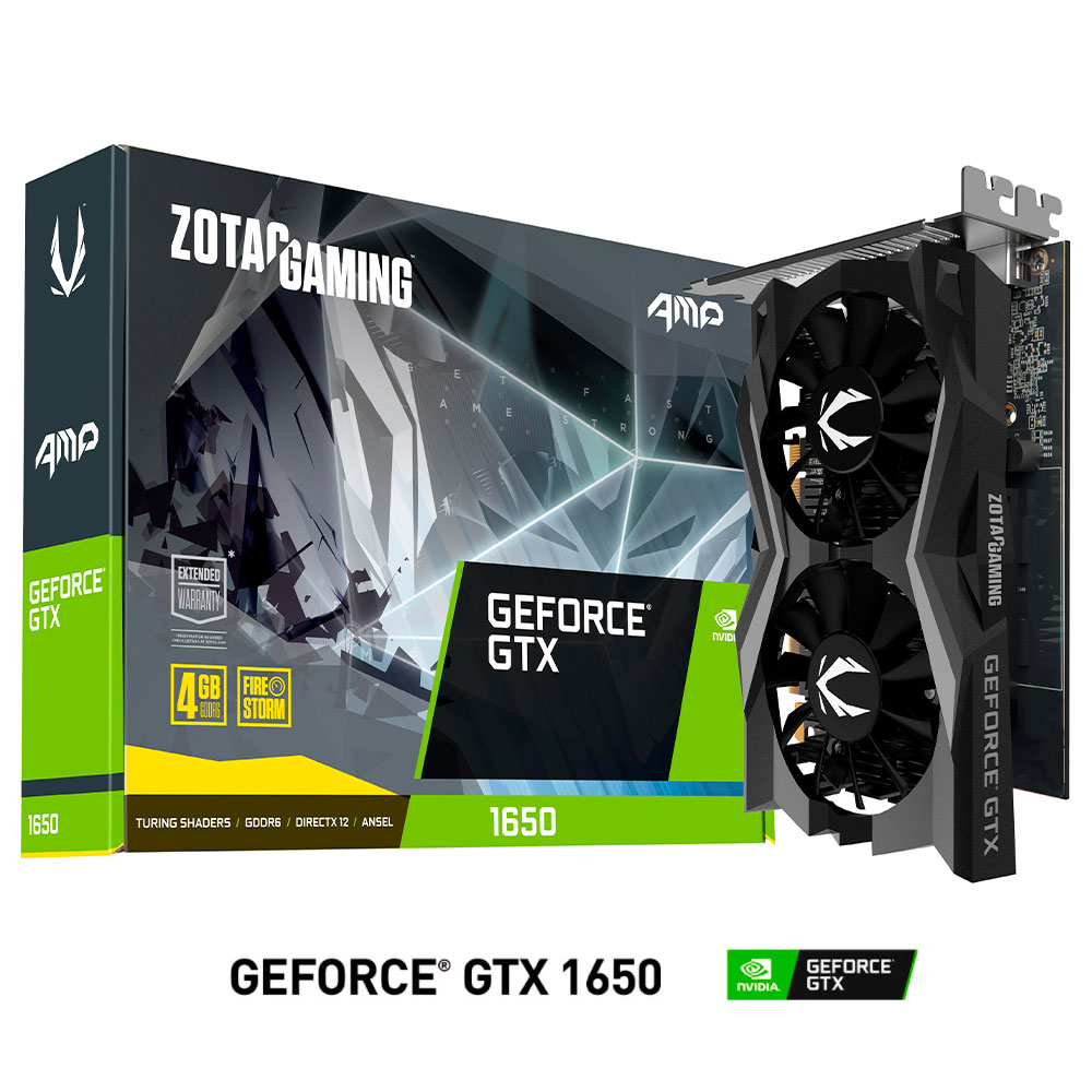 Tarjeta de video NVIDIA GeForce GTX 1650 4GB GDDR6, Zotac AMP, HDMI, DP, DVI - ZT-T16520D-10L, 2 AÑOS DE GARANTIA NACIONAL