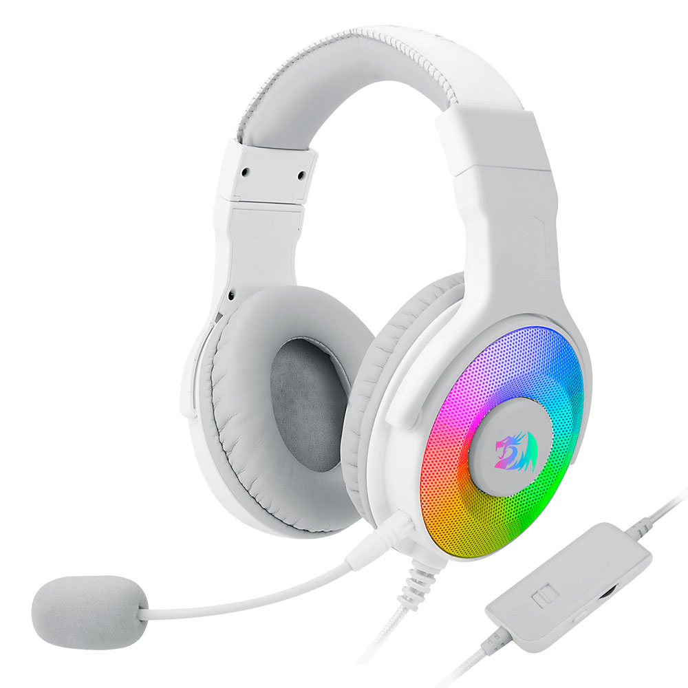 Diadema Gamer Redragon H350W-RGB PANDORA WHITE, RGB LED, USB