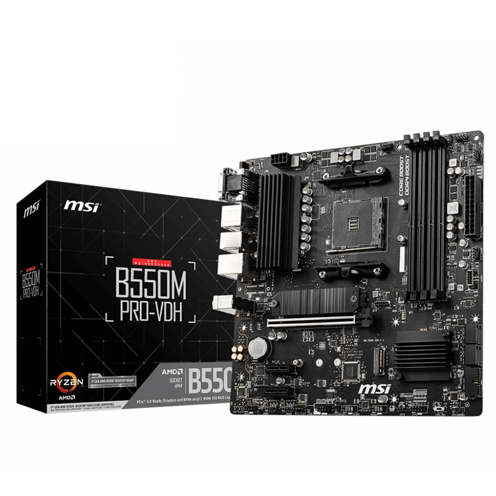 Tarjeta Madre MSI B550M PRO-VDH, AM4, AMD RYZEN 3000 SERIES, micro ATX/ NAVIDAD