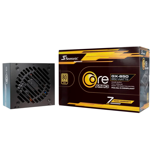 Fuente de Poder Seasonic Core GX, 850W 80+ Gold, ATX 3, Completamente modular, Bajo ruido, Condensador japonés premium, CORE GX-850 ATX 3