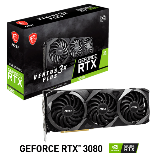 Tarjeta de Video Nvidia GeForce RTX 3080 12GB, MSI VENTUS 3X PLUS OC LHR, 912-V389-428, 3 AÑOS DE GARANTIA NACIONAL