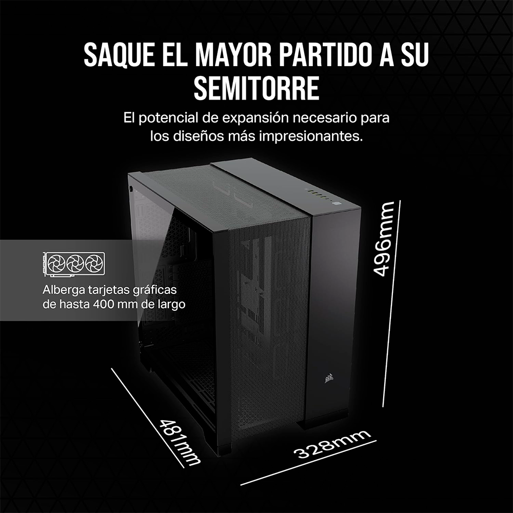 Gabinete Corsair 6500D Airflow, ATX Mid-Tower, Sin Ventiladores Incluidos, Diseño de Doble Cámara, Amplia Flexibilidad de Refrigeración, Compatible con Tarjetas Madre ASUS BTF - MSI Project Zero, Negro, CC-9011259-WW - Image 6