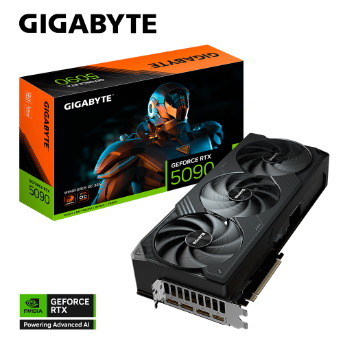 Tarjeta de Video GIGABYTE GeForce RTX 5090 WINDFORCE OC Edition, 32GB GDDR7, 512-bit, DisplayPort x3, HDMI, GV-N5090WF3OC-32GD