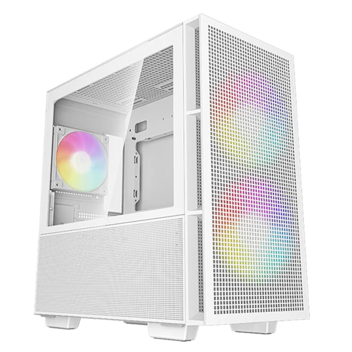 Gabinete DEEPCOOL CH360, Mini-ITX/Micro-ATX, Cristal Templado, Panel Lateral de Cristal con Flujo de Aire Híbrido, 3 Ventiladores Instalados, Blanco, R-CH360-WHAPE3-G-1