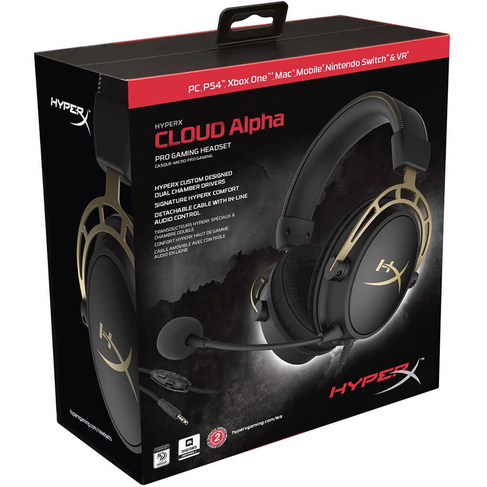Diadema HyperX Cloud Alpha Gold con Microfono Alambrica Estereo Negro Dorado 1x3.5mm o 2x3.5mm, PC, LAP, CONSOLAS, HX-HSCA-GD/NAP - Image 9