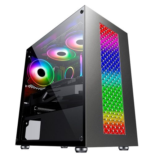 Gabinete Yaguaret FLICKER Negro, LED RGB, Cristal Templado, Micro ATX, Mini ITX, USB 3.0, CGFLICKER01YGT /