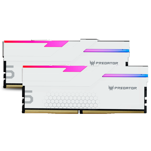 Memoria RAM Acer Predator Hermes RGB DDR5, 7200MHz, 32GB (2x16GB), ECC, CL32, XMP, Blanco, BL.9BWWR.405, NEWB2 /MAX. 1 X CLIENTE