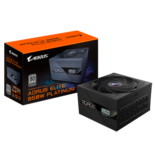 Fuente de Poder AORUS ELITE P850W, 850W, 80+ Platinum, Full Modular, 24-pin ATX, 120mm, GP-AE850PM PG5