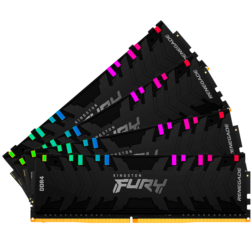 Memoria RAM DDR4 128GB 3000MHz Kingston Renegade RGB Kit 4x32GB Negro, KF430C16RBAK4/128 /MAX. 1 X CLIENTE