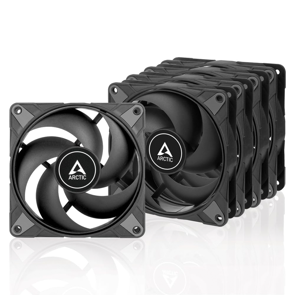 Kit de Ventiladores ARCTIC P12 (paquete de 5), 120mm, De alto rendimiento, 200-1800RPM, Optimizado para la presión estática, Negro, ACFAN00135A