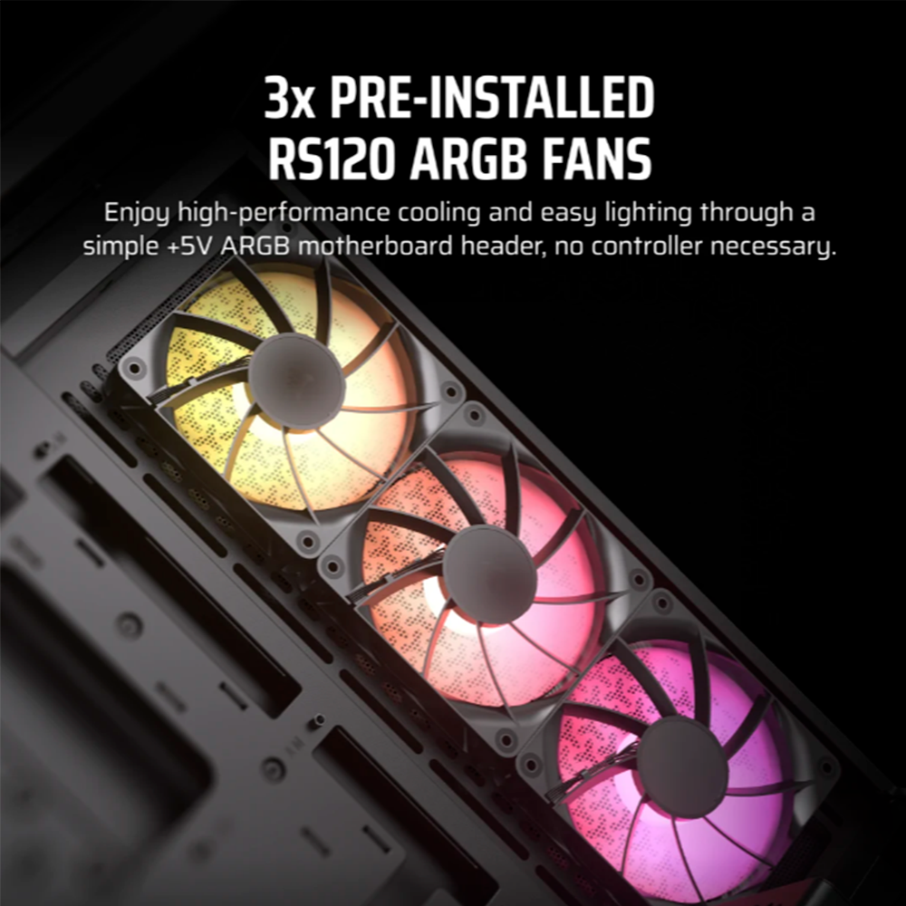 Gabinete Corsair 3500X ARGB, Midi-Tower, Mini-ITX/Micro-ATX/ATX/E-ATX, USB 3.2, Sin Fuente, 3 Ventiladores RS120 RGB Instalados, Negro, CC-9011278-WW - Image 2