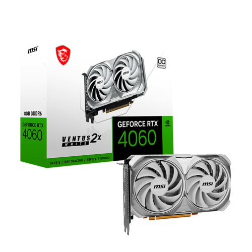 Tarjeta de video Nvidia MSI RTX 4060 Ventus 2X White 8G OC, DLSS 3, Ray Tracing, 128-bit, 912-V516-030
