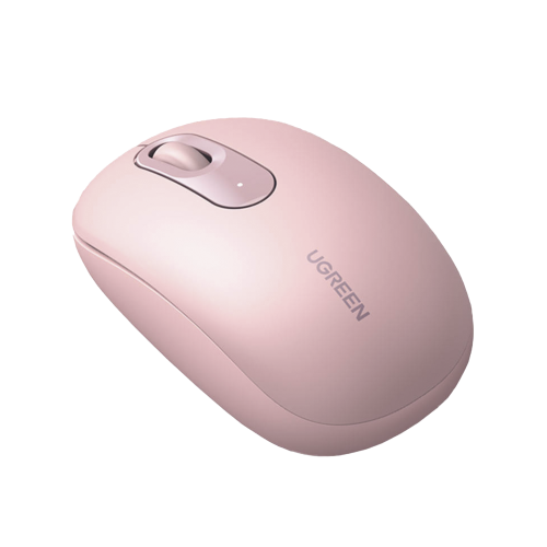 UGREEN 90686 Mouse Inalámbrico 2.4G 800/1200/1600/2400 DPI | Función de 3 botones | Alcance 10m | Silencioso | Ergonómico | Anti-caída y Anti-interferencias | Batería Alcalina AA incluida | Color Dusty Pink.