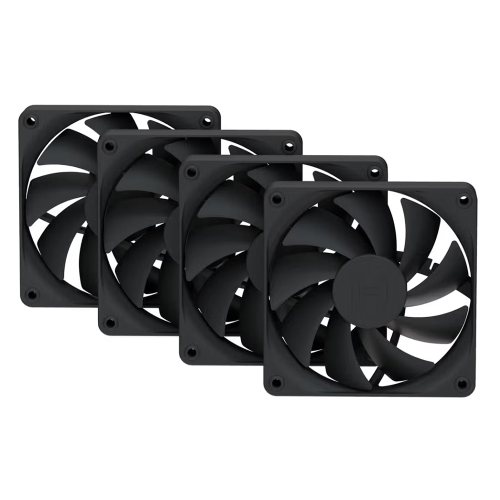 Kit 4 Ventiladores HYTE FA12, 4x120mm, Alto Rendimiento, Bajo Ruido, 1500 RPM, Pitch Black, FAN-HYTE-FA12-BB-4