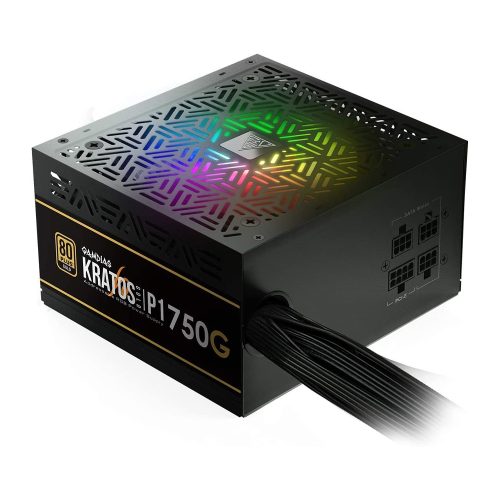 Fuente de poder Gamdias Kratos P1-750W, RGB, Certificacion 80+ GOLD