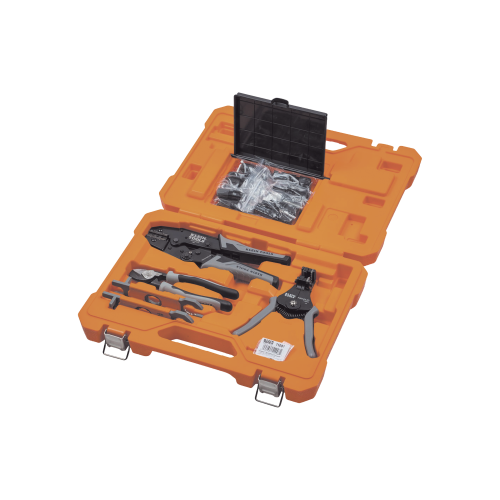 KLEIN TOOLS 92919S Juego de Herramientas de Conexión Fotovoltaica (Solar), 6 Piezas: Estuche, 2 Llaves Aisladas MC4, Cortador 1/0 AWG Al, Pelacables 6-12 AWG Sólido y 8-14 AWG Trenzado, Ponchadora MC4T 10-14 AWG