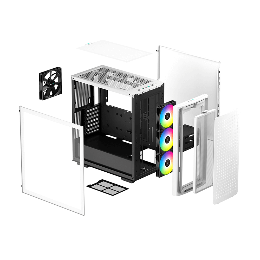 Gabinete Gamer DeepCool CK560, Cristal Templado, RGB, Midi-Tower, Mini-ITX/Micro-ATX/ATX/E-ATX, USB 3.0, Sin Fuente, Blanco, R-CK560-WHAAE4-G-1 - Image 6