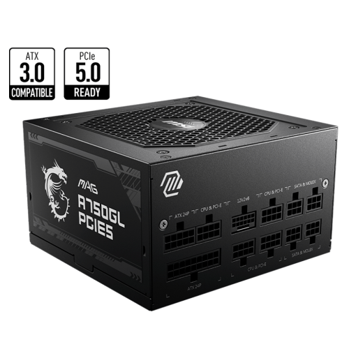 Fuente de Poder MSI MAG A750GL PCIE5 80+ Gold, Modular, 20+4 pin ATX, 120mm, 750W, MAG A750GL PCIE5