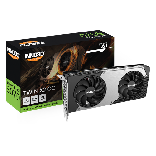 Tarjeta de Video INNO3D NVIDIA GeForce RTX 5070 TWIN X2 OC Edition, 12GB GDDR7, DisplayPort x3, HDMI, N50702-12D7X-195064N, RTXS50