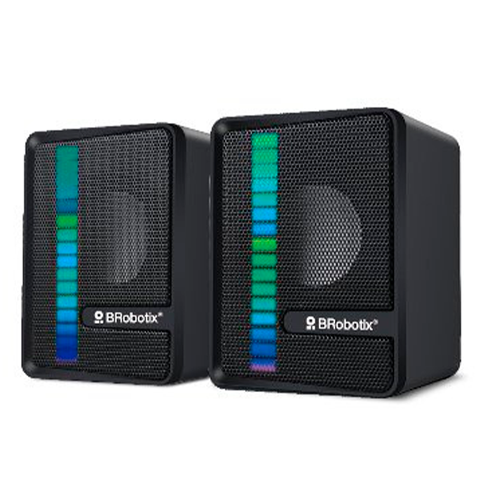Bocinas Multimedia BRobotix RGB 963920, Alámbrico, 2.0 Canales, USB/3.5mm, Negro, 963920