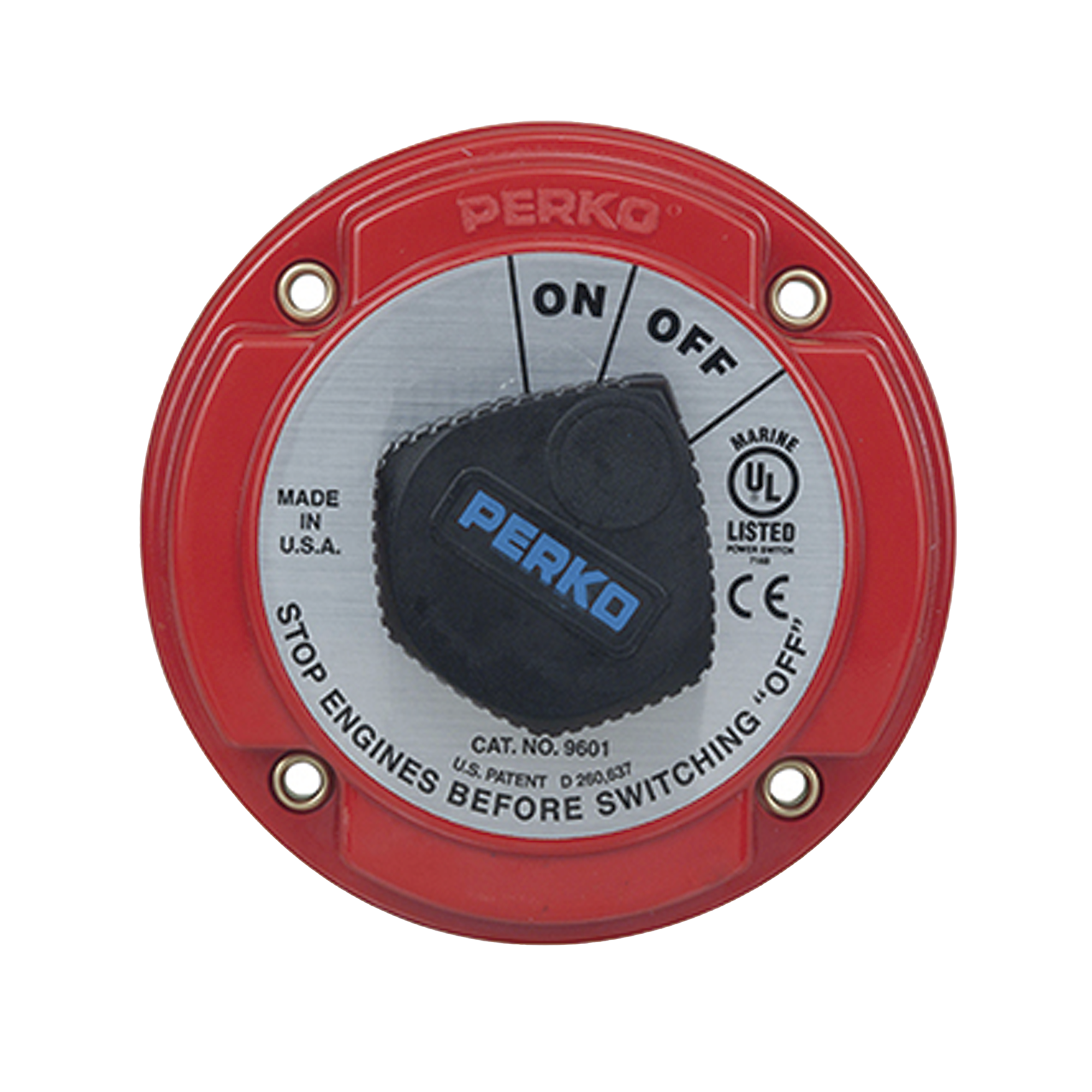 PERKO 9601DP Switch Selector de Batería On, Off de Servicio Mediano, para Sistemas Eléctricos Marinos