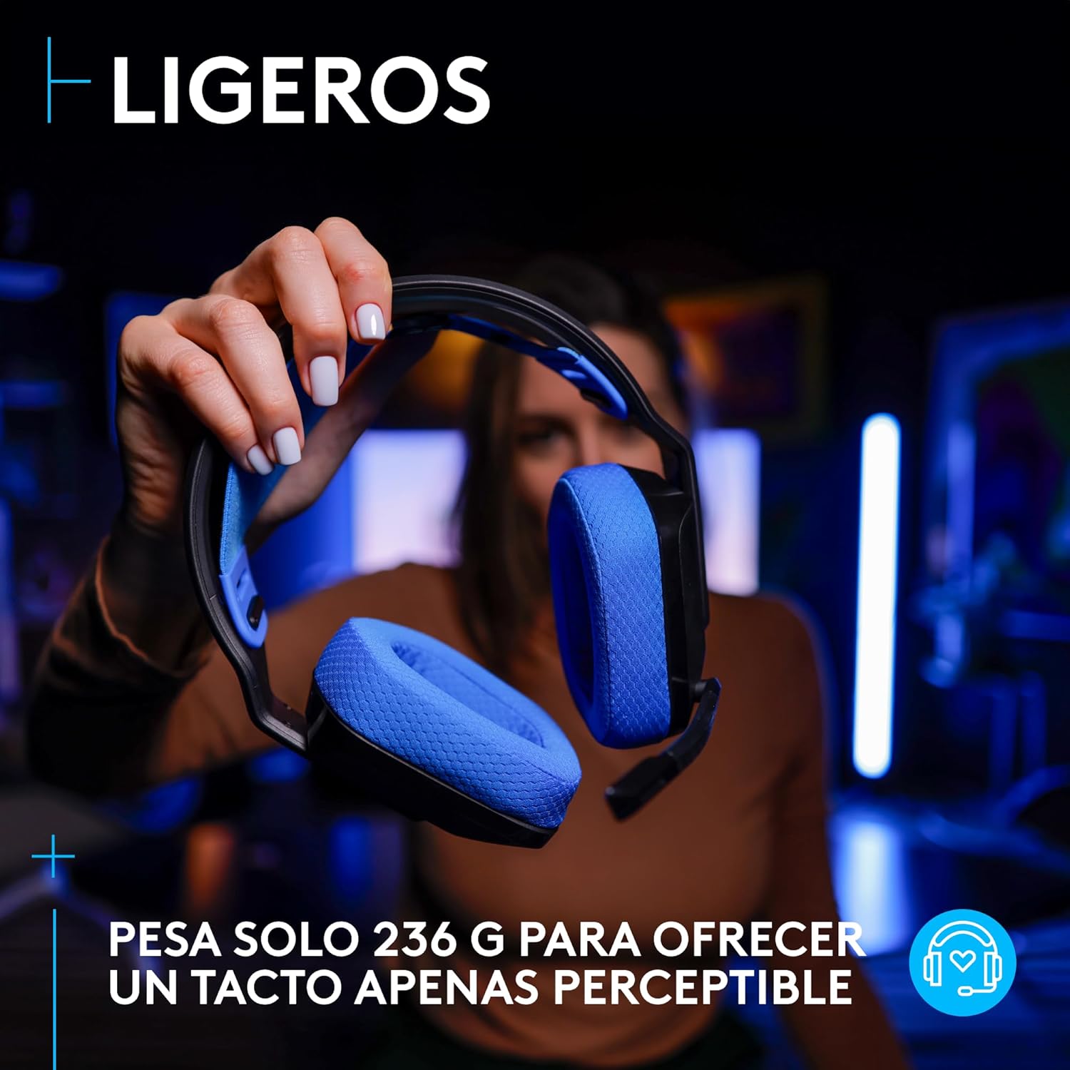 Diadema Gamer Logitech G535 Lightspeed Wireless, Microfono, Azul, 939-002218/ NAVIDAD - Image 4