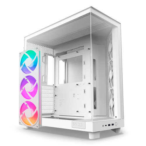 Bundle Gabinete NZXT H6 FLOW WHITE, Cristal Templado, Mini-ITX, Micro-ATX, ATX, USB 3.2, USB 3.2 Gen.2 Tipo C, Sin Fuente, Blanco + Unidad de Ventilador monocasco NZXT F360 RGB Core White
