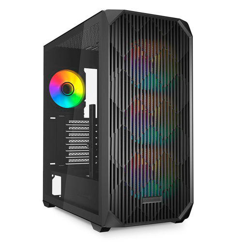 Gabinete Sharkoon AK3 RGB Black, ATX/Micro-ATX/Mini-ITX, Cristal Templado, USB 3.2, Sin Fuente, 4 Ventiladores Instalados, AK3 RGB BLACK/ NAVIDAD