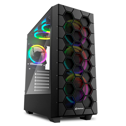Gabinete Sharkoon HEX Black, ATX/Micro-ATX/Mini-ITX, Cristal Templado, USB 3.2, 6 Ventiladores Instalados, RGB HEX BLACK