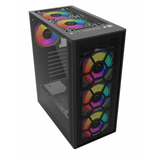Gabinete Balam Rush DragonFly II Mesh GM740, Mini-Tower, ATX/Micro ATX/Mini-ATX, Cristal Templado, USB 3.0, Sin Fuente, 4 Ventiladores RGB Instalados, Negro, BR-935982