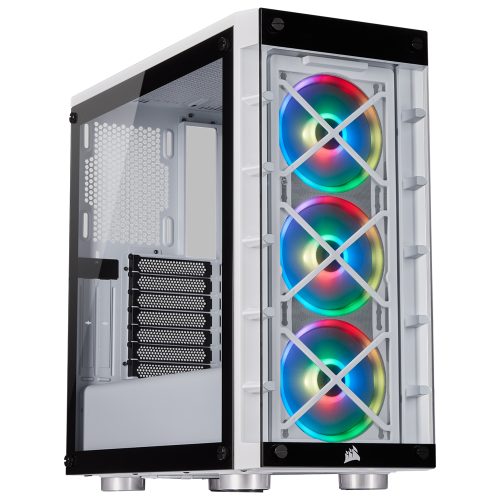 Gabinete Corsair ICUE 465X RGB White, Cristal Templado Completamente, USB 3.0, Audio HD, Ventiladores RGB x3 120mm - CC-9011189-WW