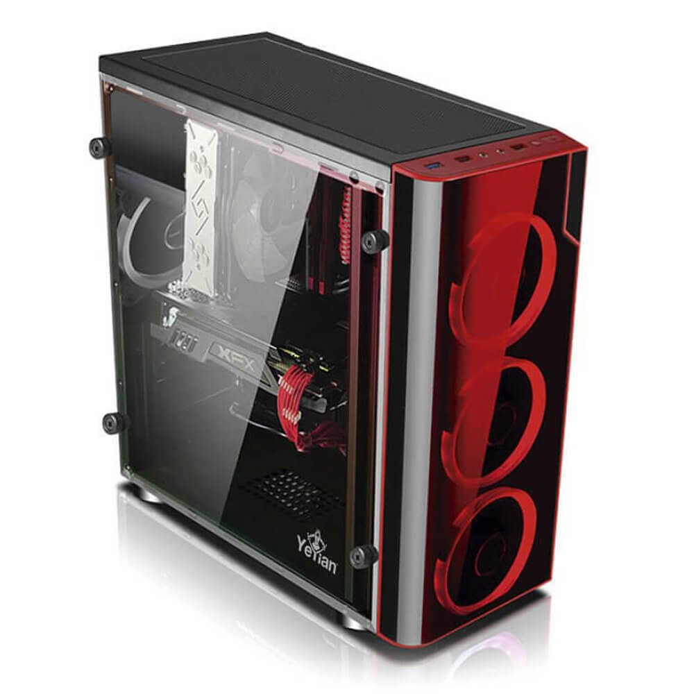 Gabinete Yeyian Vortex 1200, ATX, Ventana Lateral, Sin Fuente - Incluye 3 Ventiladores 120mm Frontal