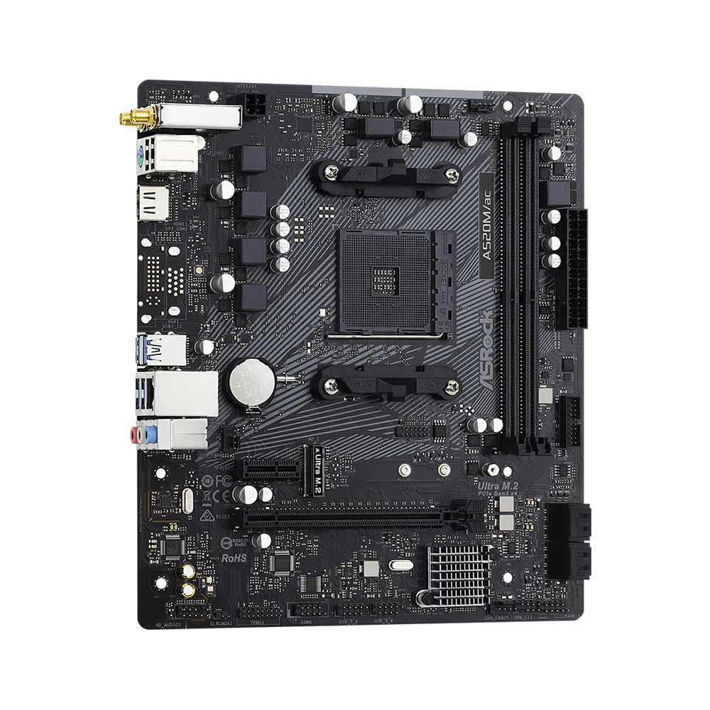 Tarjeta Madre Asrock A520M/AC, AM4, AMD RYZEN 3000 SERIES, Wifi AC, Micro-ATX - Image 4