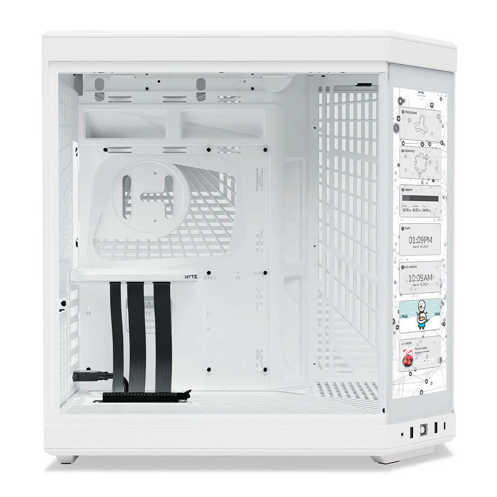 Gabinete HYTE Y70 Touch, Dual Chamber, ATX, Mid Tower, Visualización Táctil LCD 4K Integrada, Blanco Nieve, CS-HYTE-Y70-BW-L/ - Image 3