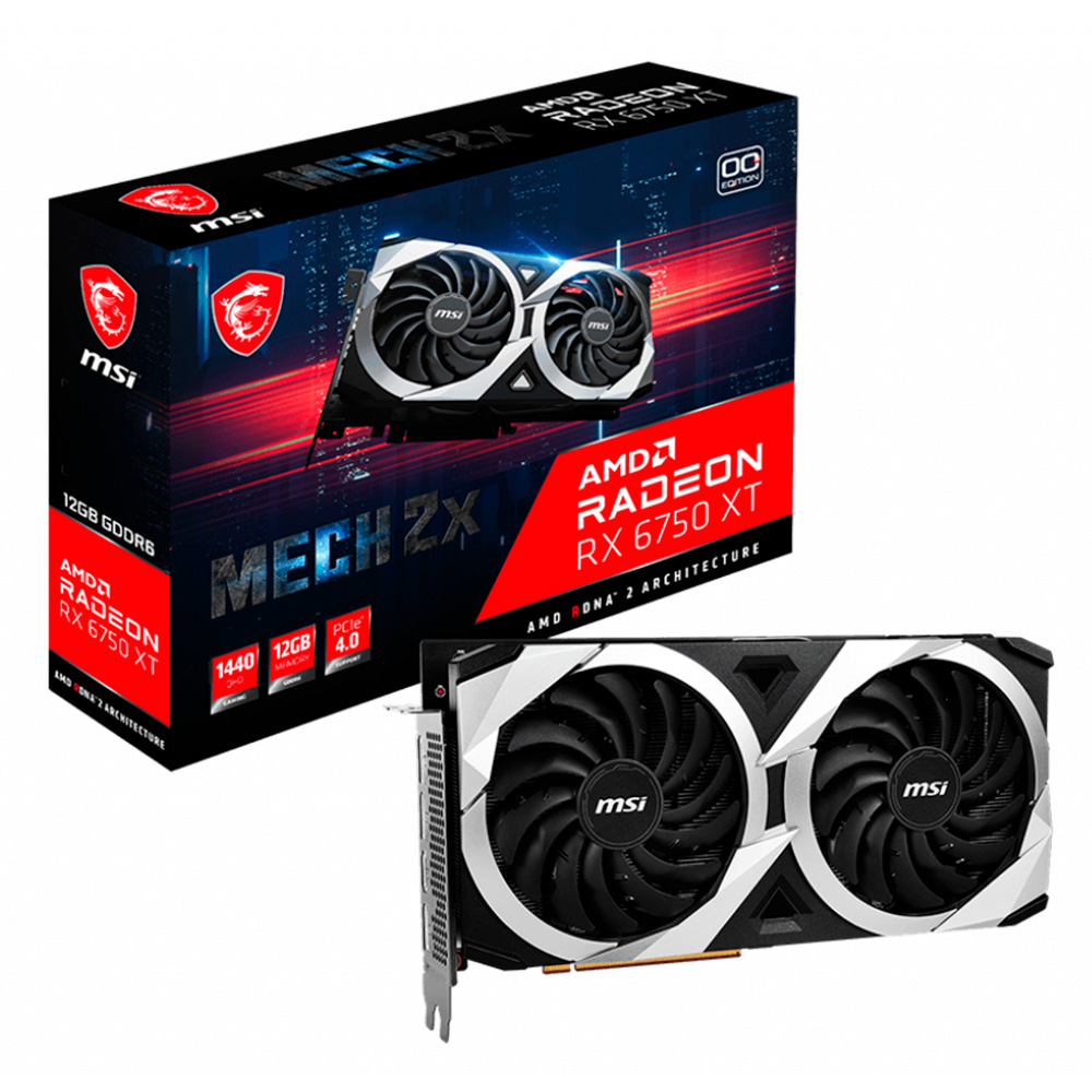 Tarjeta de Video Radeon RX 6750 XT Mech 2X 12GB GDDR6 OC, HDMI, DP, 912-V399-002