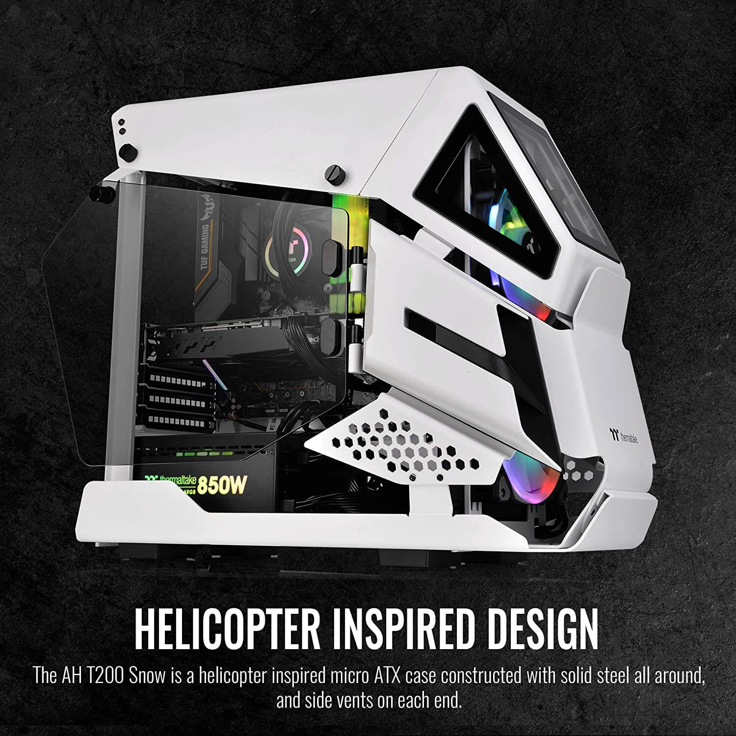 Gabinete Thermaltake AH T200, Micro Towe, Micro-ATX/Mini-ITX, Cristal Templado, USB 3.0/3.1, Sin Fuente, Blanco, CA-1R4-00S6WN-00 / - Image 3