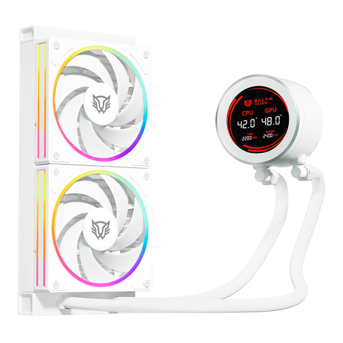 Enfriamiento Líquido BALAM RUSH HYDROX EXPERT HYX24, 240mm, ARGB, 4 Pines 2200RPM, TDP 250W, LGA1700 AM5, Display de Monitoreo, Blanco, BR-941853