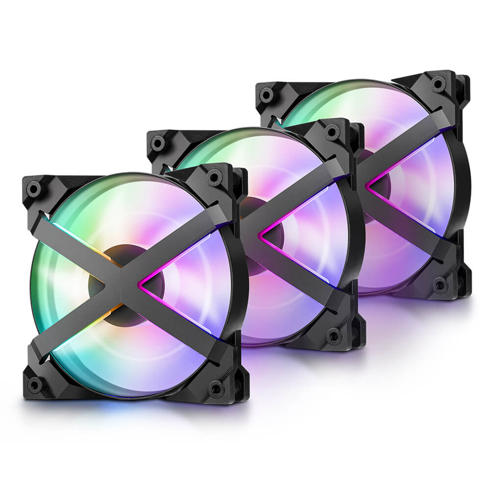 Kit de 3 Ventiladores Deepcool MF120 GT RGB, 3x120mm, Compatibles Aura Sync, DP-GS-F12-AR-MF120GT-3P