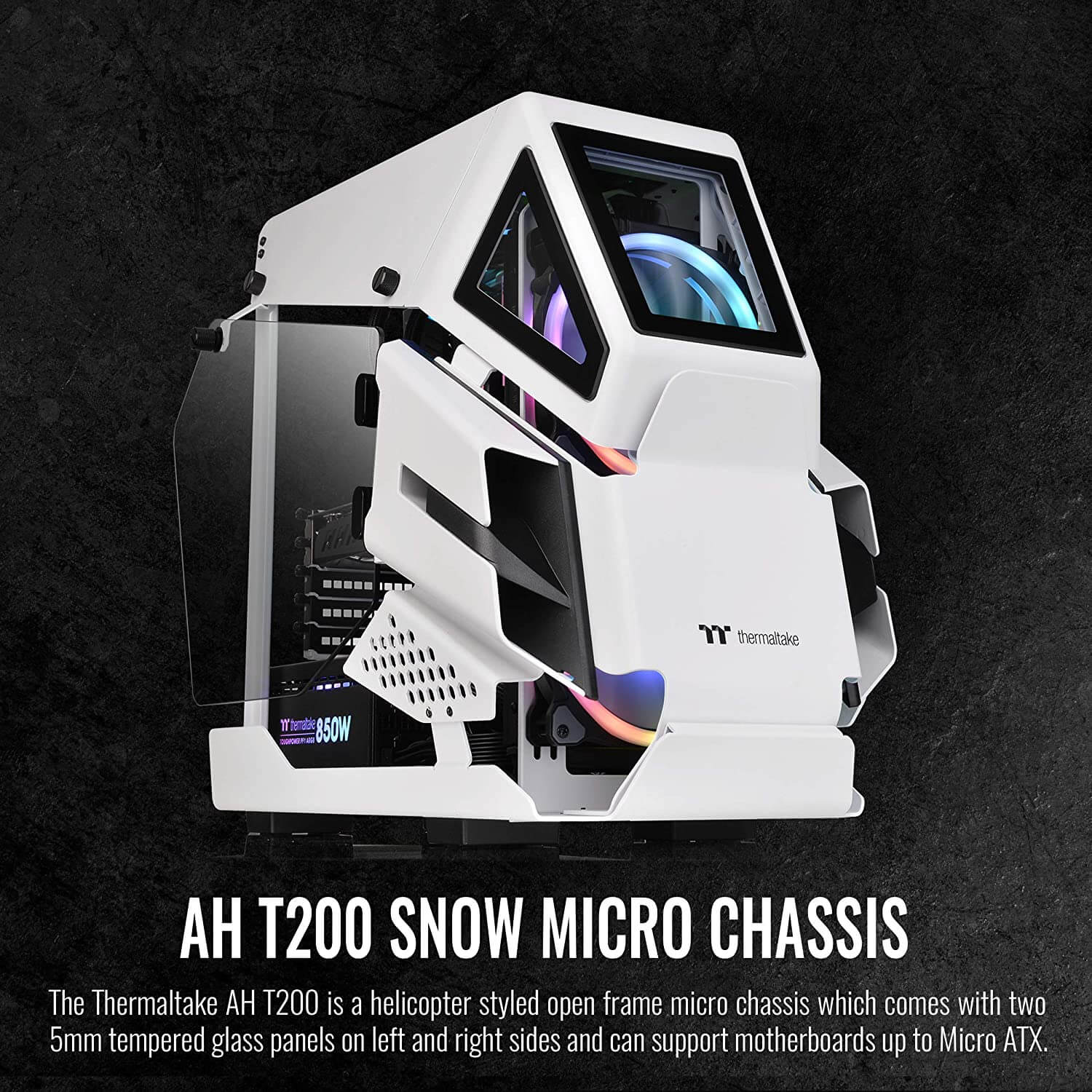 Gabinete Thermaltake AH T200, Micro Towe, Micro-ATX/Mini-ITX, Cristal Templado, USB 3.0/3.1, Sin Fuente, Blanco, CA-1R4-00S6WN-00 / - Image 2