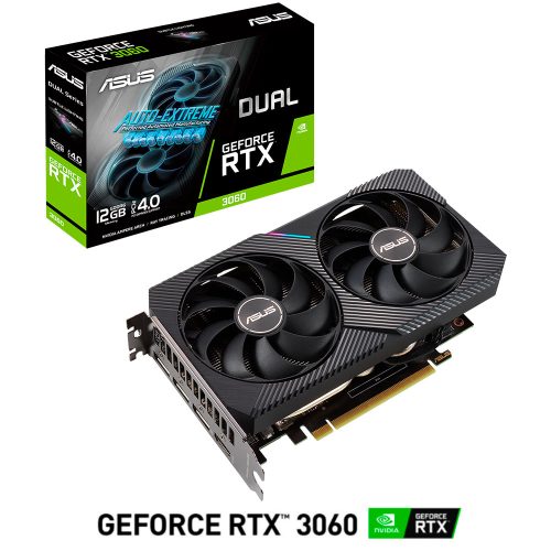 Tarjeta de Video Nvidia GeForce RTX 3060, 12GB GDDR6, Asus DUAL, DUAL-RTX3060-12G, 3 AÑOS DE GARANTIA NACIONAL
