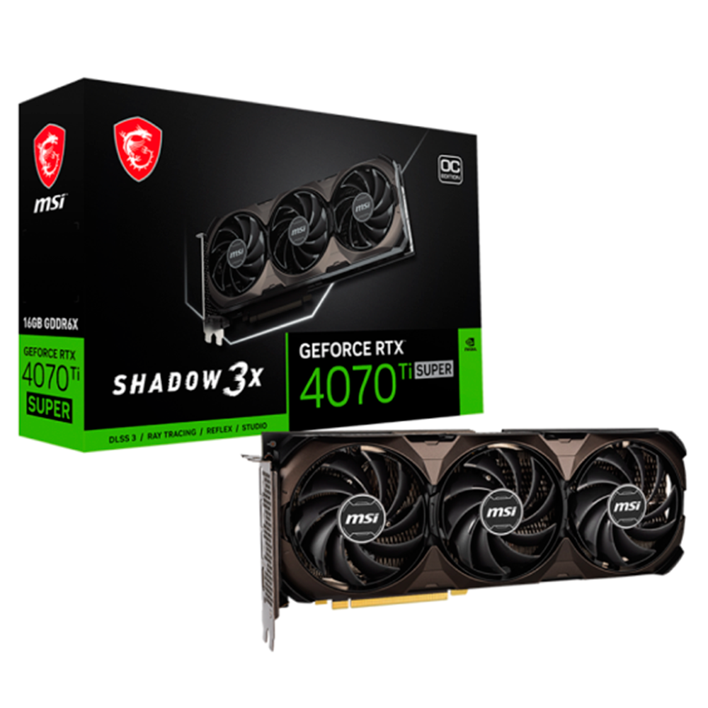 Tajeta de Video MSI Shadow 3X GeForce RTX 4070Ti SUPER OC, 16GB GDDR6X, DisplayPort x3, HDMIx1, 912-V513-887