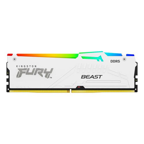 Memoria RAM Kingston FURY Beast RGB DDR5, 6000MHz, 16GB, ECC, CL40, XMP, Blanco, KF560C40BWA-16 /MAX. 1 X CLIENTE
