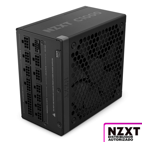 Fuente De Poder NZXT C1000, ATX 3.1, 1000W 80+ Gold, 40 Series Ready, Totalmente Modular, Listo para RTX serie 50, Negro, PA-0G2BB-US